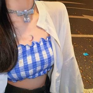 Women Cute Bowknot Crystal Choker